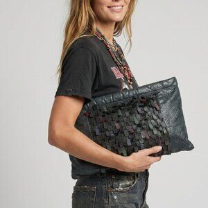 Vintage '80s '90s Glam Leather Art Clutch Bag